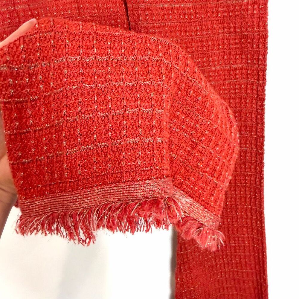 Zara Orange Textured Knit Flare Pants - Picture 8 of 15